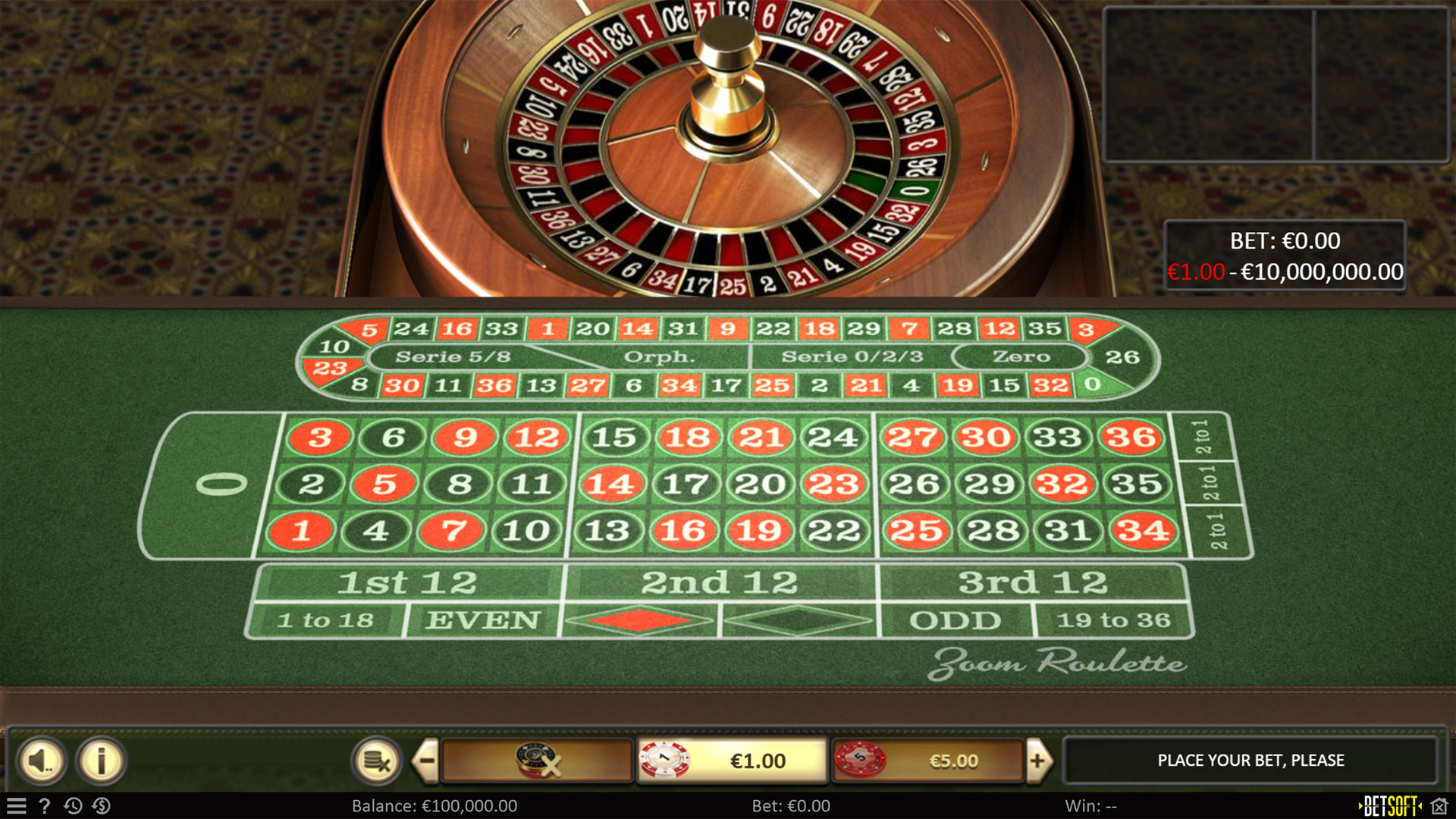 Screenshot de Zoom Roulette de Betsoft